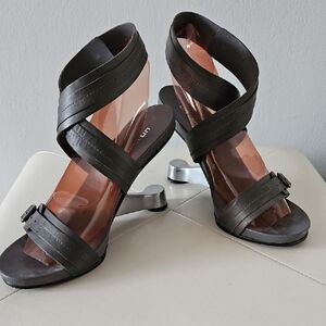 United Nude Gray Leather Strappy Heels